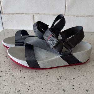Fitflop Women's Surfa Gray Slingback Strappy Wedge Sandals Casual Size US 7 EUC